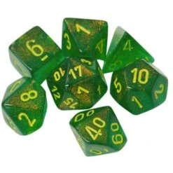 Chessex Poly 7 Set Borealis Maple Green W/yellow